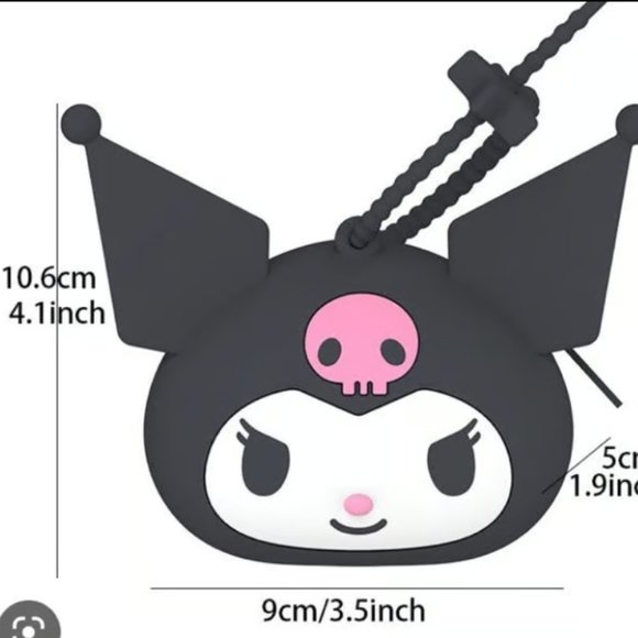 Kuromi small zip coin purse or bag, silicone material, hello kitty, and friends - Picture 2 of 4